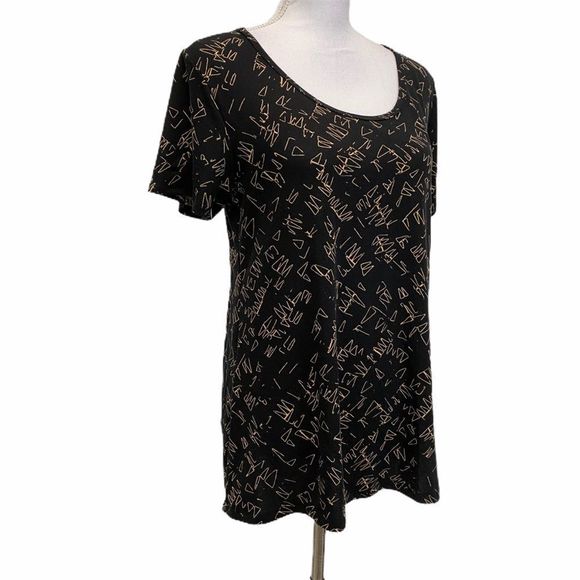 LULAROE Black with Gold Graphic Tee - Picture 3 of 7